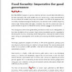 Food Security – Imperative for good governance