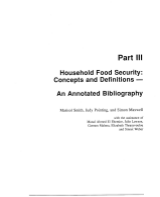 Household Food Security: Concepts and Definitions – An Annotated Bibliography – Part III