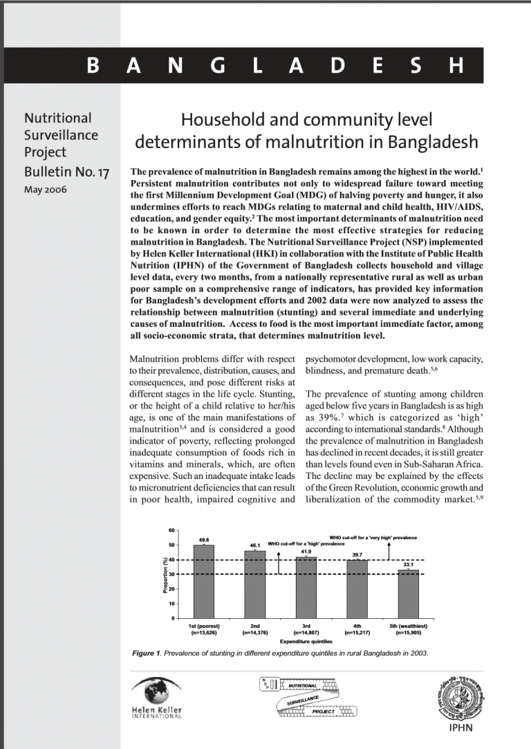 Determinants of Malnutrition in Bangladesh – NSP Bulletin 17