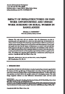 Impact of Infrastructures on Paid Work Opportunities and Unpaid Work Burdens on Rural Women in Bangladesh