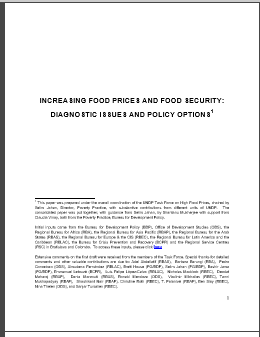 Increasing Food Prices and Food Security: Diagnostic Issues and Policy Options