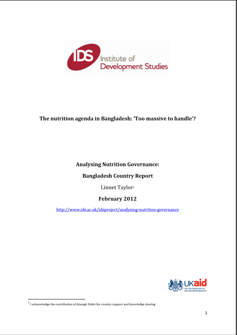 The nutrition agenda in Bangladesh: ‘Too massive to handle’?