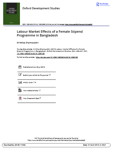 Labour Market Effects of a Female Stipend Programme in Bangladesh