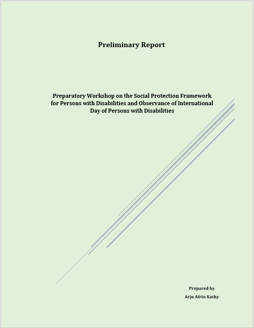 Preparatory Workshop on the Social Protection Framework for Persons with Disabilities and Observance of International Day of Persons with Disabilities