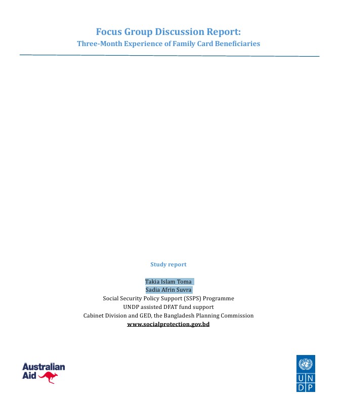 Focus Group Discussion Report: Three-Month Experience of Family Card Beneficiaries